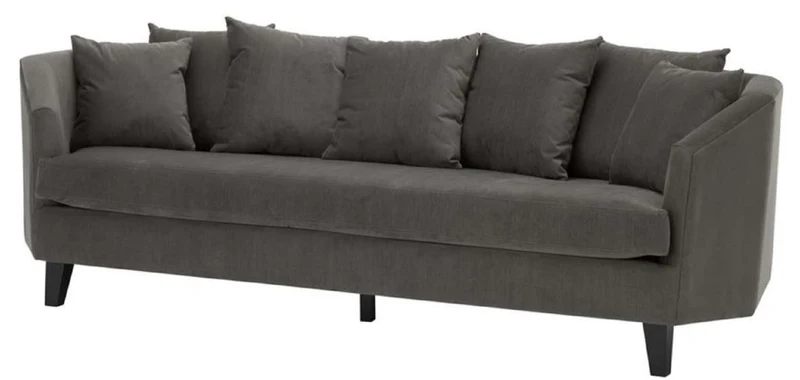 Casa Padrino Luxus Sofa mit Kissen Dunkelgrau / Schwarz 240 x 95 x H. 78 cm - Luxus Wohnzimmermöbel