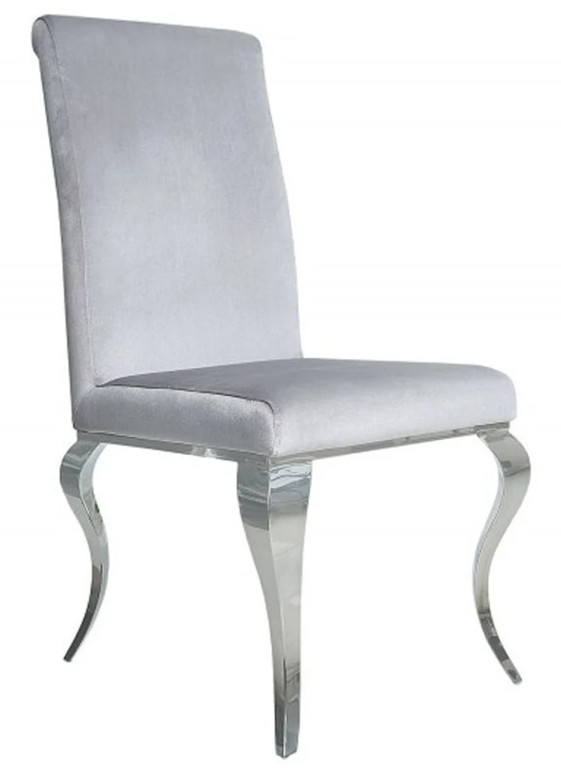 Casa Padrino Esszimmer Stuhl Silbergrau / Silber - Designer Stuhl - Modern Barock