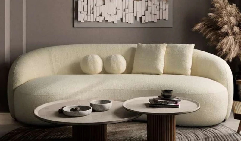 Casa Padrino Luxus Sofa Elfenbein 250 x 120 x H. 76 cm - Gebogenes Wohnzimmer Sofa - Hotel Sofa - Wohnzimmer Möbel - Hotel Möbel - Luxus Möbel - Luxus Einrichtung - Wohnzimmer Einrichtung