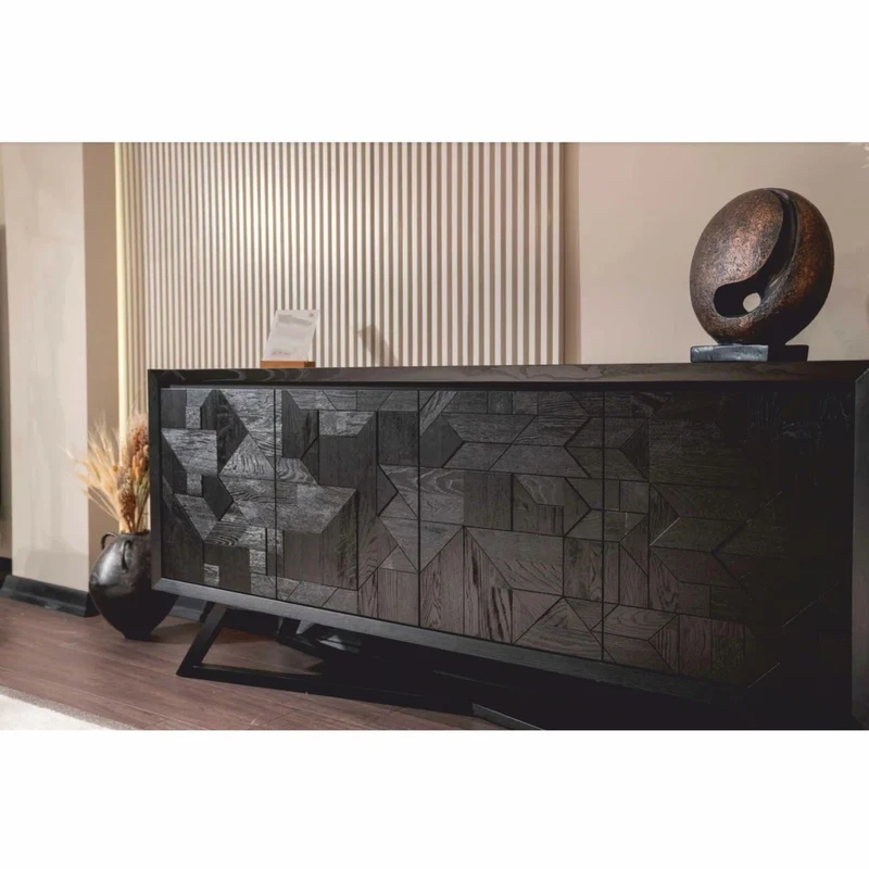Casa Padrino Luxus Sideboard mit 4 Türen Schwarz 205 cm - Luxus Möbel