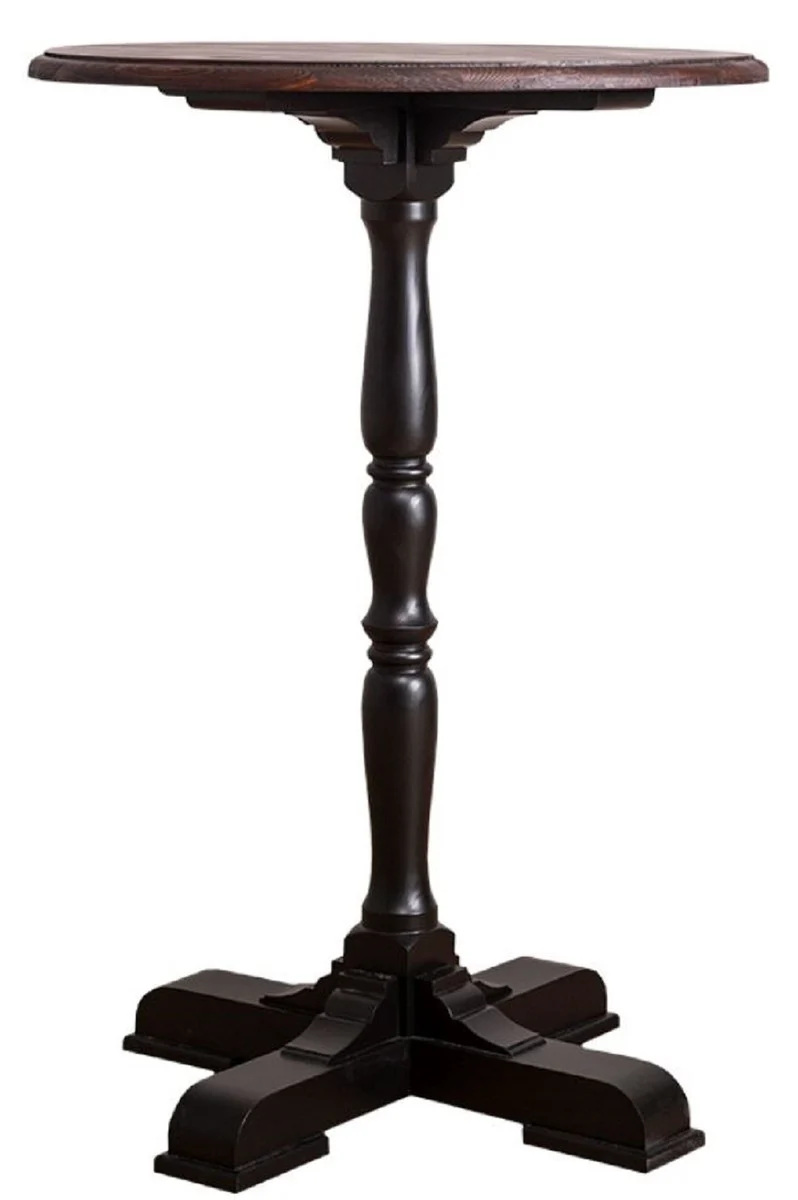 Casa Padrino Landhausstil Stehtisch Schwarz / Dunkelbraun Ø 78 x H. 110 cm - Runder Bartisch im Landhausstil