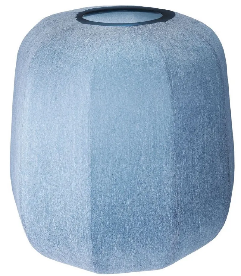 Casa Padrino Luxus Deko Glas Vase Blau Ø 33 x H. 32 cm - Mundgeblasene Blumenvase - Luxus Deko Accessoires