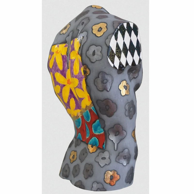 Casa Padrino Luxus Keramik Deko Männer Torso Bunt H. 62 cm - Handgefertigt & Handbemalt