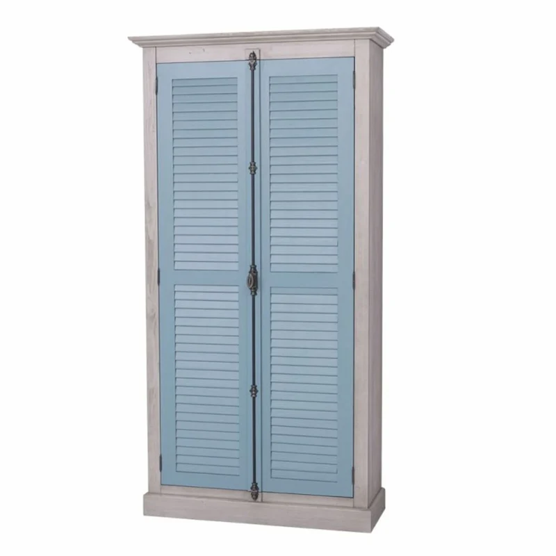 Casa Padrino Landhausstil Schlafzimmer Schrank Grau / Blau 109 cm - Schlafzimmer Möbel