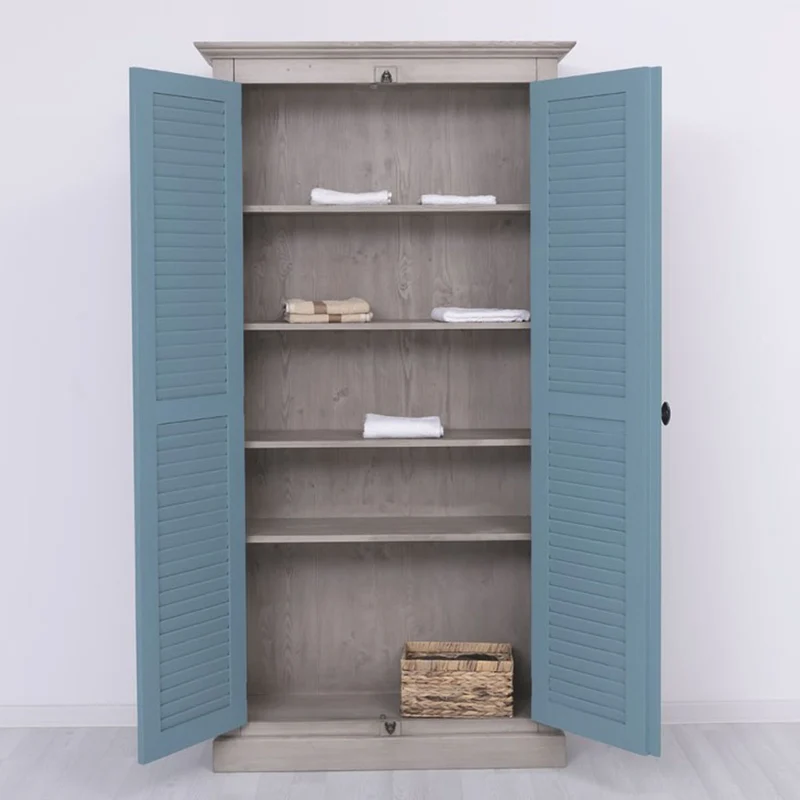 Casa Padrino Landhausstil Schlafzimmer Schrank Grau / Blau 109 cm - Schlafzimmer Möbel