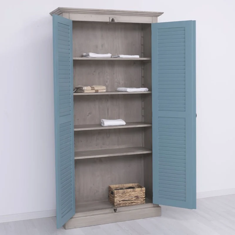 Casa Padrino Landhausstil Schlafzimmer Schrank Grau / Blau 109 cm - Schlafzimmer Möbel