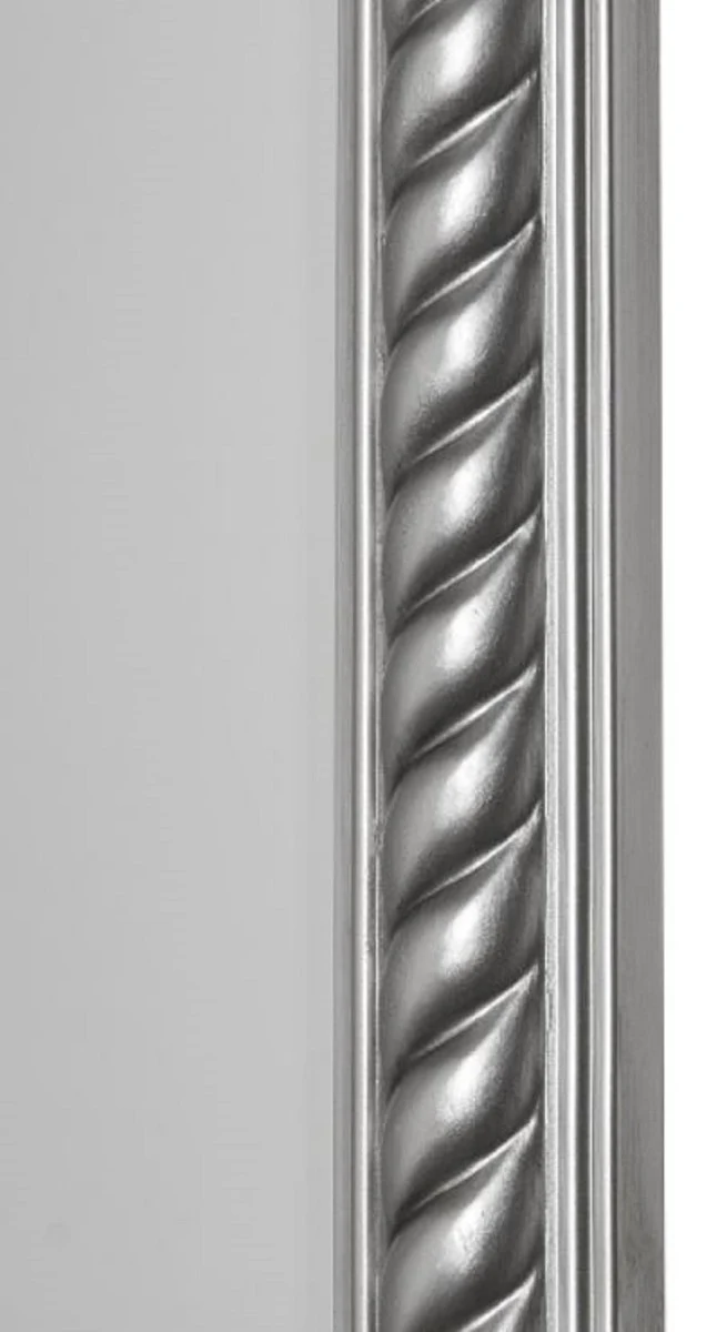 Casa Padrino Barock Wohnzimmer Wandspiegel Antik Silber 72 x H. 162 cm - Handgefertigter Spiegel im Barockstil
