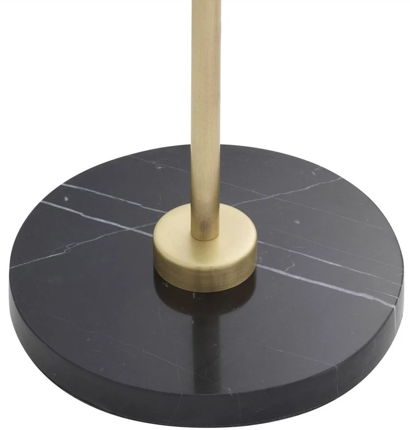 Casa Padrino Luxus Stehleuchte Antik Messingfarben / Schwarz / Weiß 39 x 30 x H. 159 cm - Moderne Metall Stehlampe mit Marmorfuss und rundem Glas Lampenschirm - Luxus Qualität