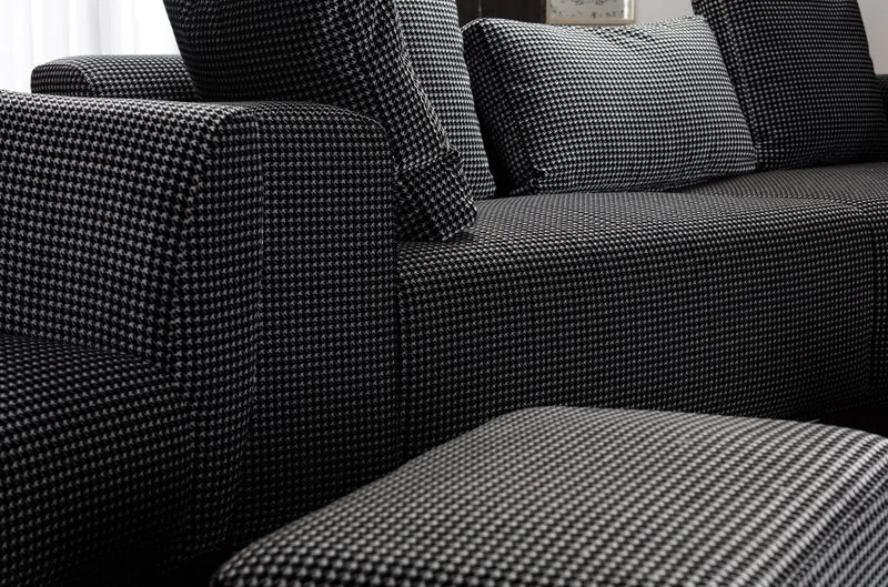 Casa Padrino Luxus Sofa Schwarz / Weiß 253 x 96 x H. 87 cm - Wohnzimmer Sofa - Hotel Sofa - Wohnzimmer Möbel - Wohnzimmer Einrichtung - Hotel Möbel - Luxus Möbel - Luxus Einrichtung