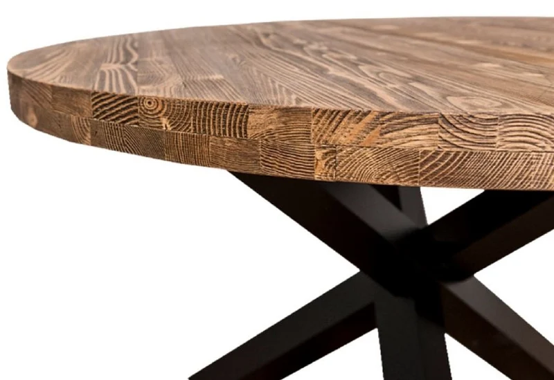 Casa Padrino Landhausstil Esstisch Braun / Schwarz Ø 130 x H. 78 cm - Runder Massivholz Küchentisch