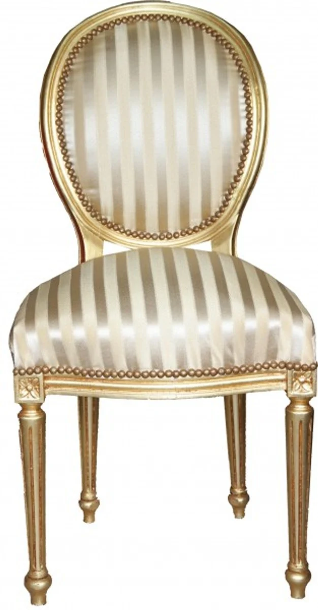 Casa Padrino Barock Esszimmer Stuhl Gold / Gold Mod2 / Rund - Möbel Interior Einrichtung