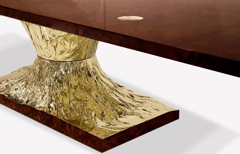 Casa Padrino Luxus Designer Esstisch Braun / Gold 330 x 130 x H. 76 cm - Rechteckiger Esszimmertisch - Italienische Luxus Esszimmer Möbel - Luxus Einrichtung - Luxus Qualität - Made in Italy