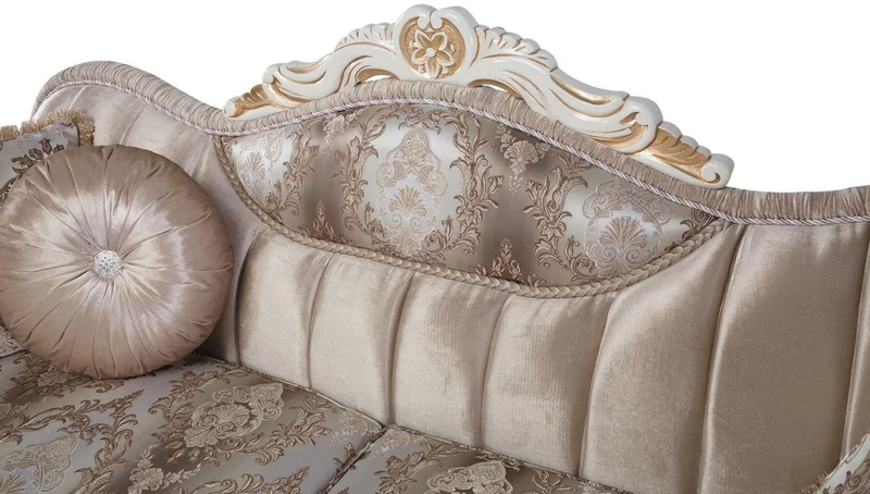 Casa Padrino Luxus Barock Sofa mit Kissen Beige / Weiß / Gold 237 x 90 x H. 99 cm - Barock Wohnzimmer Möbel