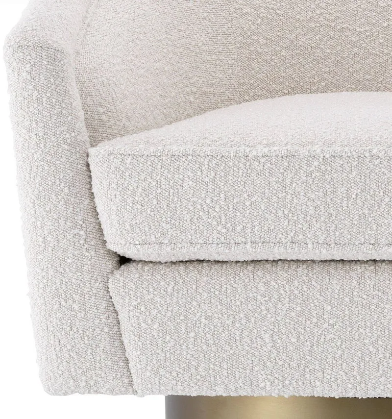 Casa Padrino Luxus Drehsessel Creme / Mattgold 85 x 76 x H. 76 cm - Wohnzimmer Sessel - Wohnzimmermöbel
