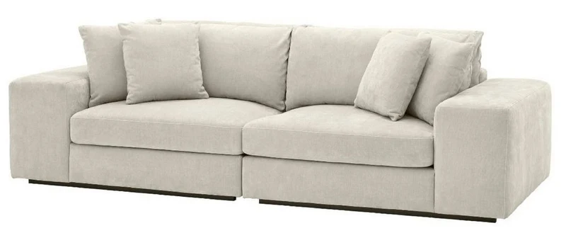 Casa Padrino Luxus Wohnzimmer Sofa mit Kissen Sandfarben / Schwarz 280 x 120 x H. 90 cm - Luxus Qualität