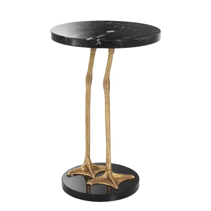 Casa Padrino Luxus Wohnzimmer Beistelltisch in gold Messing mit schwarzer Marmorplatte 41 x H. 62 cm - Limited Edition