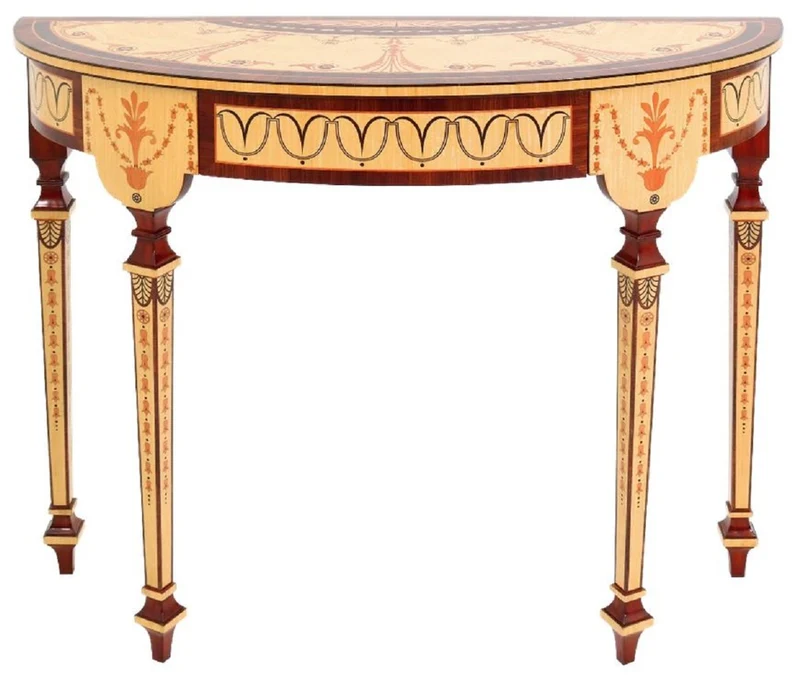 Casa Padrino Luxus Barock Konsole Naturfarben / Braun 100 cm - Handgefertigter Massivholz Konsolentisch mit Schublade - Luxus Wohnzimmer Möbel im Barockstil - Barock Möbel - Barock Einrichtung