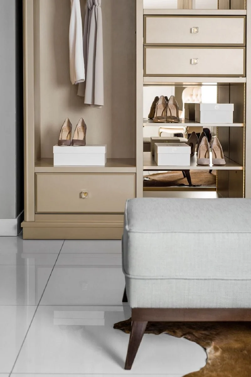 Casa Padrino Luxus Kleiderschrank Beige 326 x 60 x H. 230 cm - Offener Schlafzimmer Schrank - Schlafzimmer Möbel - Hotel Möbel - Luxus Möbel - Luxus Einrichtung - Schlafzimmer Einrichtung
