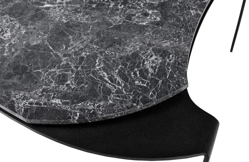 Casa Padrino Luxus Couchtisch Schwarz / Grau 75,5 x 78 x H. 32,5 cm - Designer Wohnzimmertisch mit Marmorplatte