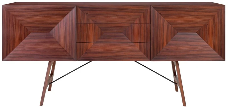 Casa Padrino Luxus Rosenholz Sideboard mit 2 Türen und 3 Schubladen Braun 200 x 50 x H. 90 cm - Luxus Qualität