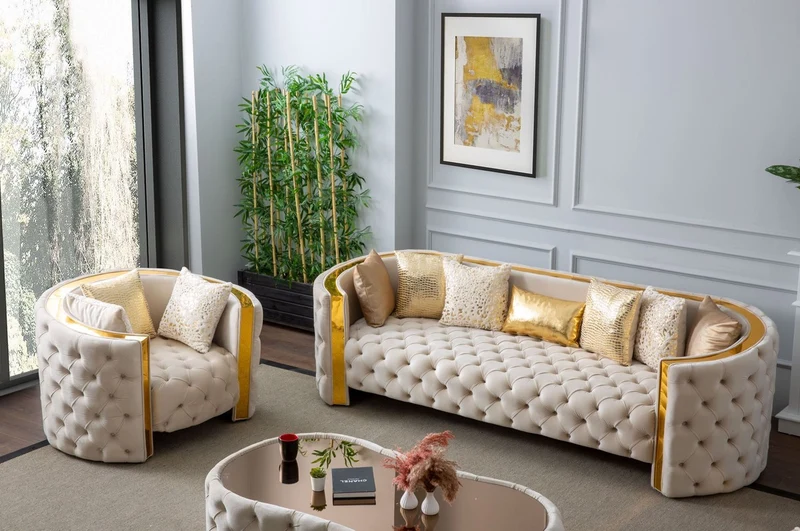 Casa Padrino Luxus Chesterfield Couchtisch Creme 140 x 80 x H. 45 cm - Wohnzimmertisch mit Glasplatte - Wohnzimmer Möbel - Chesterfield Möbel - Luxus Möbel - Luxus Einrichtung