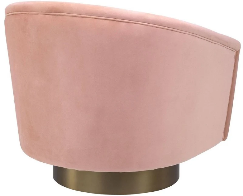 Casa Padrino Luxus Drehsessel Rosa / Mattgold 85 x 76 x H. 76 cm - Wohnzimmer Sessel - Wohnzimmermöbel