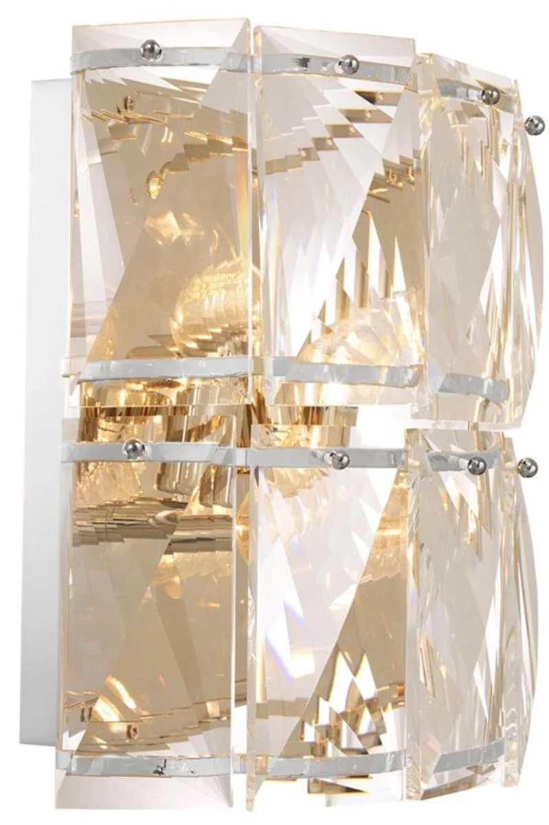 Casa Padrino Luxus Kristallglas Wandleuchte Silber 31 x 18 x H. 31 cm - Hotel & Restaurant Wandlampe