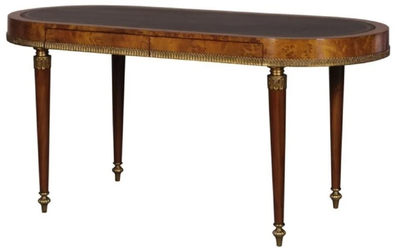Casa Padrino Luxus Jugendstil Schreibtisch mit 2 Schubladen Hellbraun / Braun 160 x 68 x H. 77 cm - Luxus Büromöbel