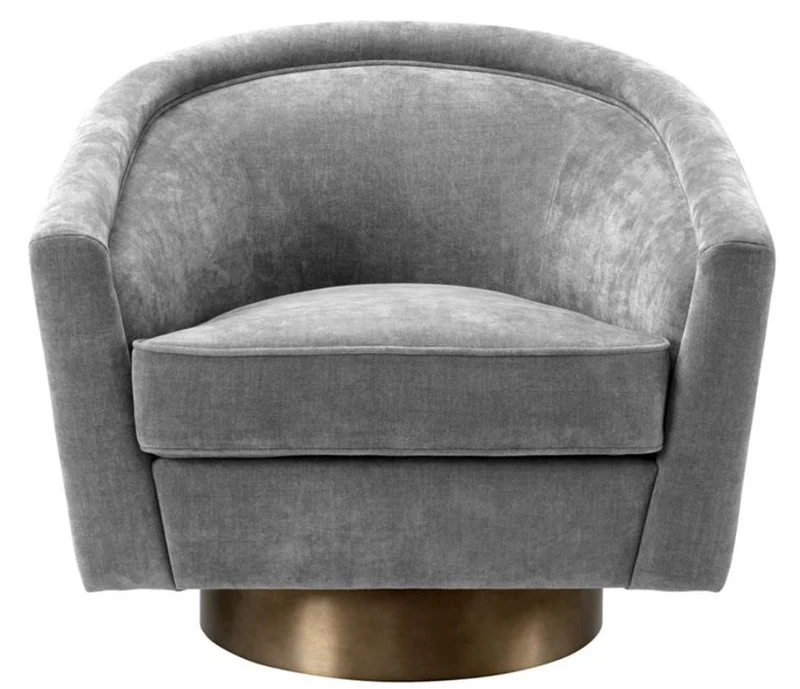 Casa Padrino Drehsessel Grau / Mattgold 85 x 76 x H. 76 cm - Luxus Wohnzimmermöbel