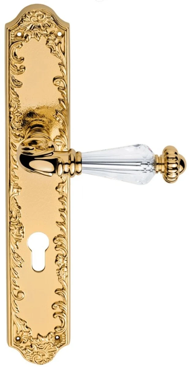 Casa Padrino Luxus Barock Türgriff Set mit Swarovski Kristallglas Gold 13,7 x H. 30 cm - Erstklassische Qualität Made in Italy