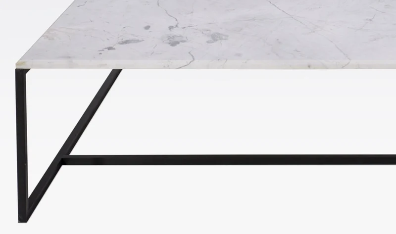 Casa Padrino Luxus Couchtisch Schwarz / Weiß 120 x 120 x H. 35 cm - Moderner quadratischer Wohnzimmertisch mit Carrara Marmorplatte und Edelstahl Gestell - Luxus Wohnzimmer Möbel
