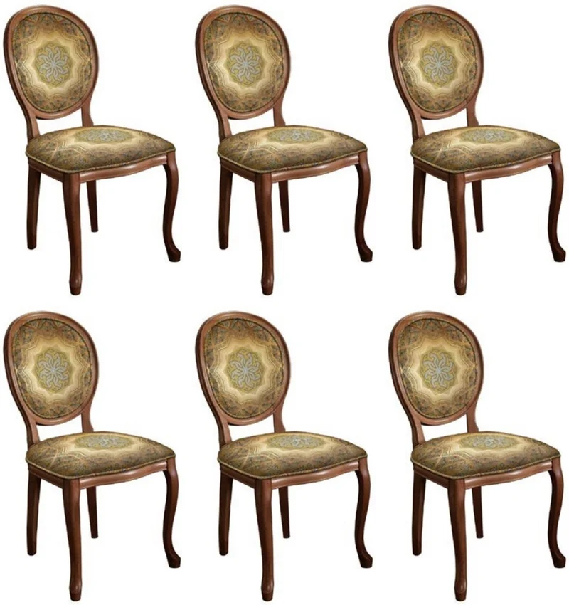 Casa Padrino Barock Esszimmerstuhl Set Mehrfarbig / Braun - 6 Handgefertigte Massivholz Küchen Stühle im Barockstil - Barock Esszimmer Möbel