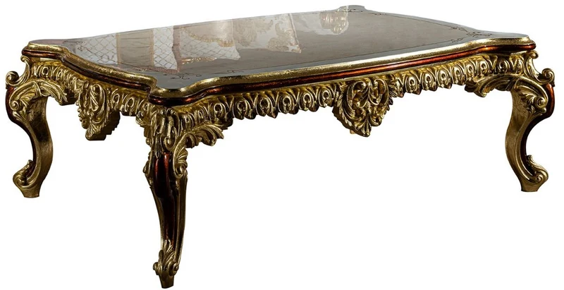 Casa Padrino Luxus Barock Wohnzimmer Set Grau / Rot / Gold - 2 Sofas & 2 Sessel & 1 Couchtisch - Wohnzimmer Möbel im Barockstil - Edel & Prunkvoll