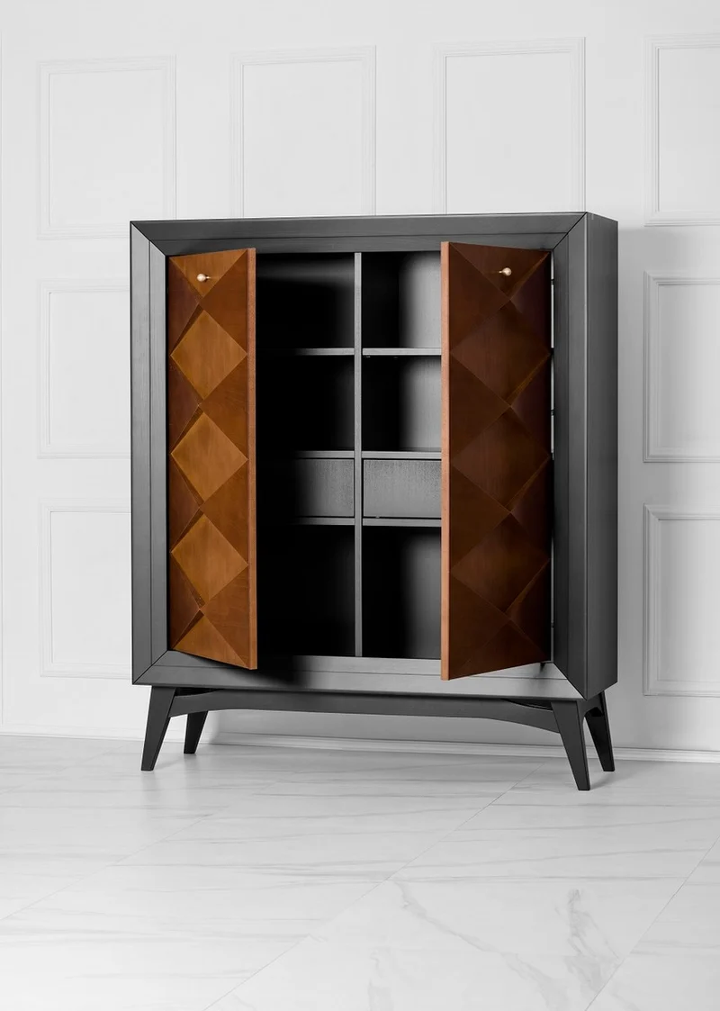 Casa Padrino Luxus Neoklassik Kommode Schwarz / Braun 120 x H143 cm - Sideboard Art Deco Möbel