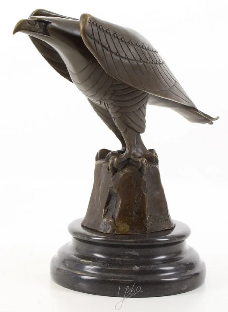 Casa Padrino Designer Adler Skulptur Bronze / Schwarz 21,1 x 12,1 x H. 20,6 cm - Luxus Bronzefigur Art Deco