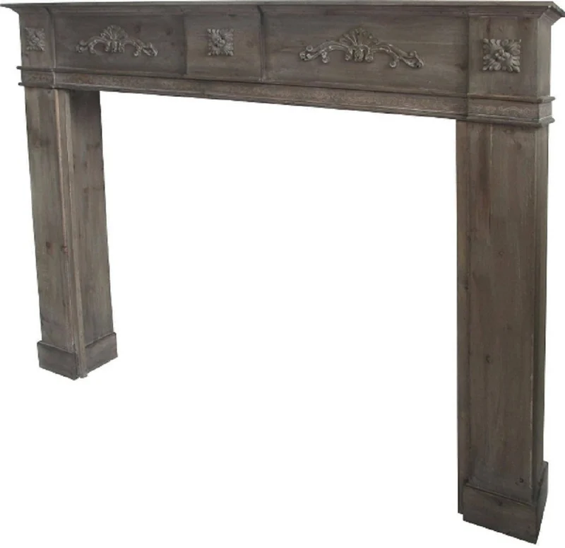 Casa Padrino Landhausstil Kaminumrandung Antik Graubraun 137 x 20 x H. 113 cm - Landhausstil Möbel