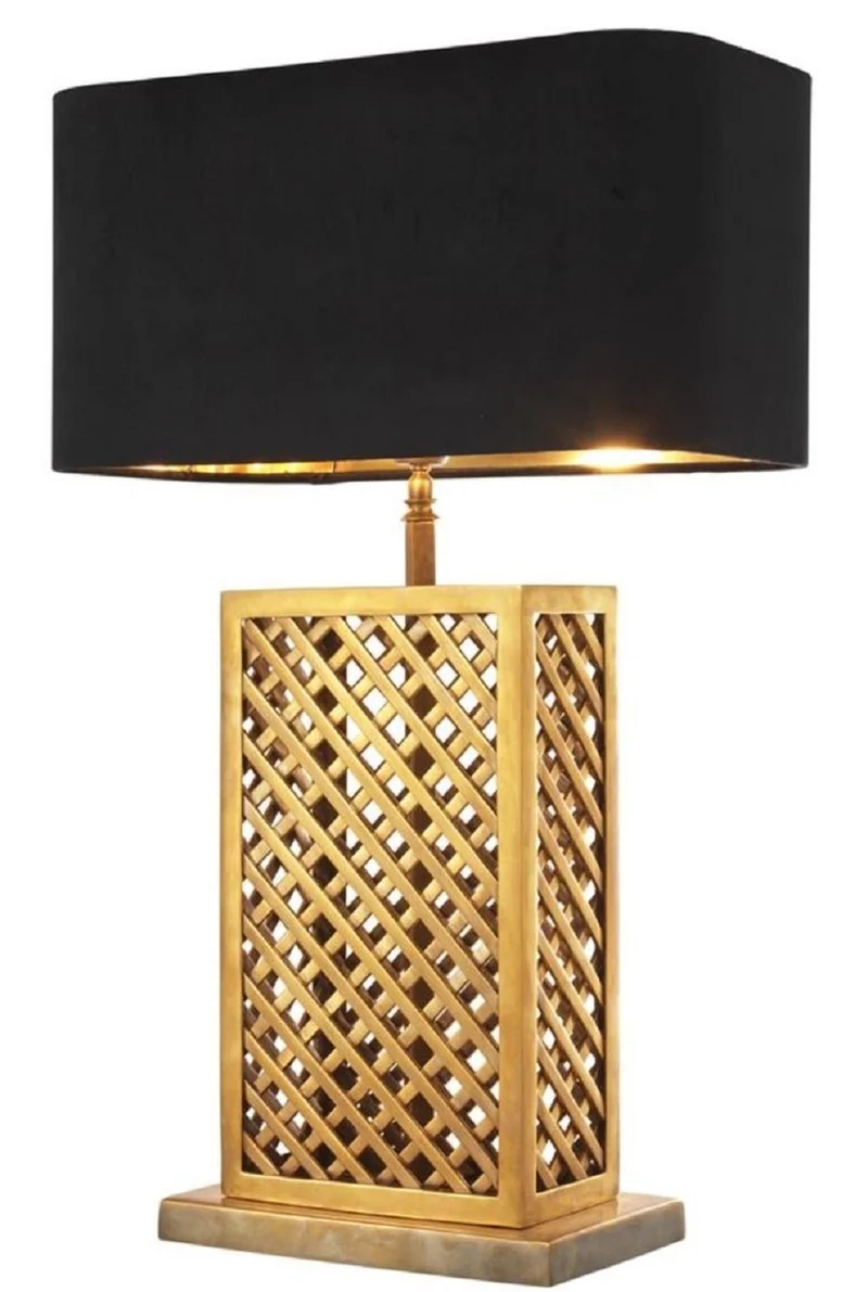 Casa Padrino Luxus Tischleuchte Vintage Messingfarben / Schwarz 46 x 22 x H. 72 cm - Luxus Qualität