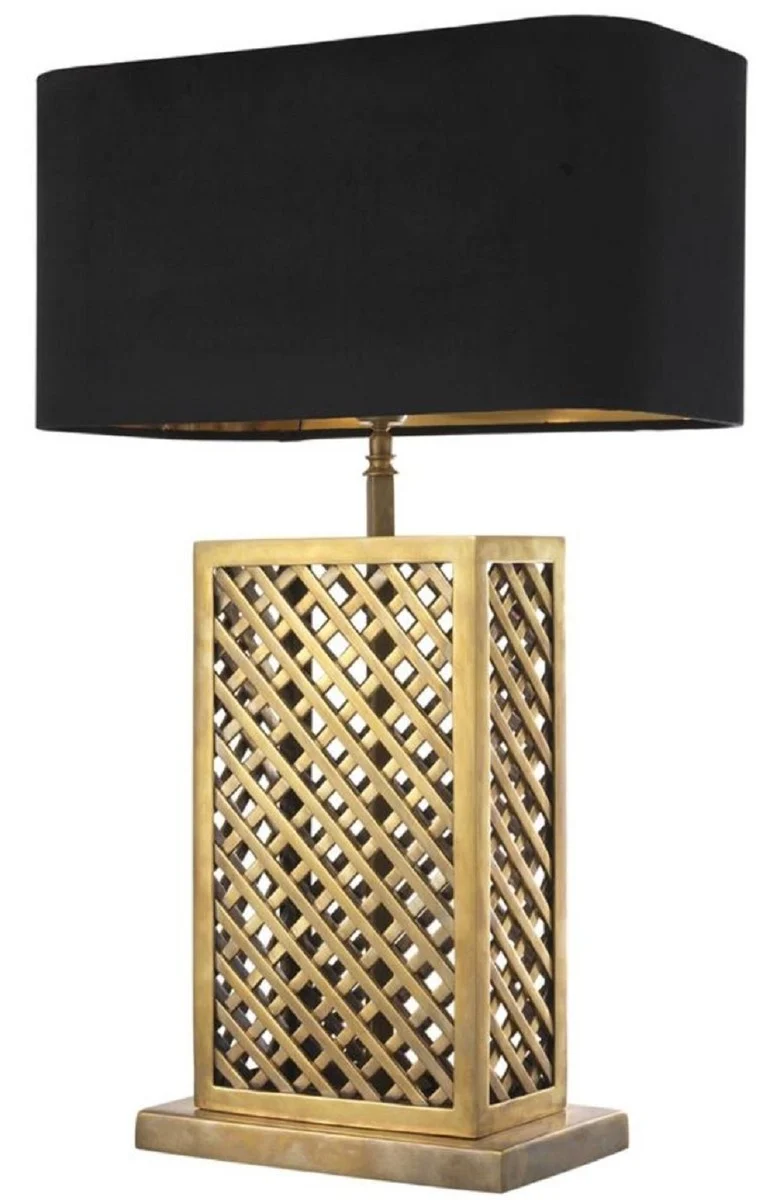 Casa Padrino Luxus Tischleuchte Vintage Messingfarben / Schwarz 46 x 22 x H. 72 cm - Luxus Qualität