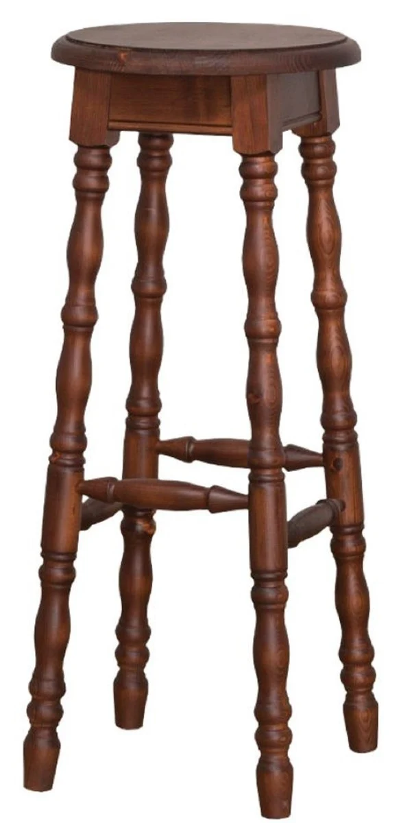 Casa Padrino Landhausstil Barhocker Braun 35 x 35 x H. 82 cm - Massivholz Barstuhl im Landhausstil
