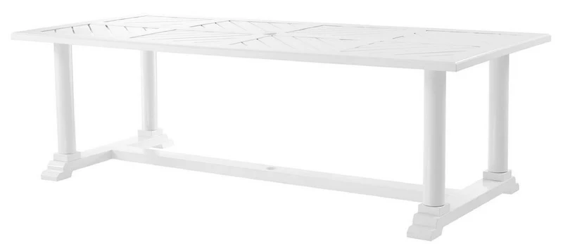 Casa Padrino Luxus Esstisch Weiß 240 x 103 x H. 75 cm - Rechteckiger Küchentisch aus hochwertigen strapazierbarem Aluminium - Gartentisch