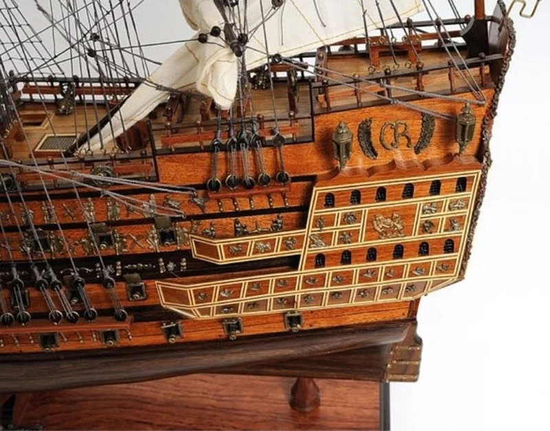 Casa Padrino Luxus Deko Schiff Sovereign of the Seas Braun / Mehrfarbig 88,9 x 29 x H. 94 cm - Handgefertigtes Holz Segelschiff Modell