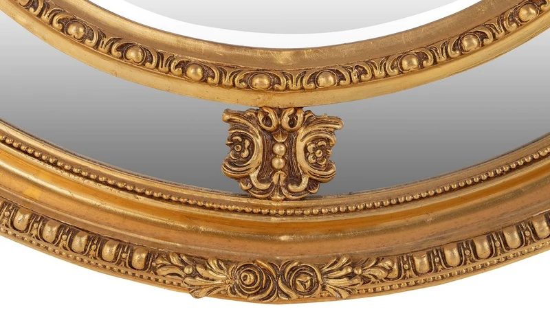 Casa Padrino Luxus Barock Wandspiegel Oval Gold 120 cm - Massiv und Schwer - Goldener Spiegel