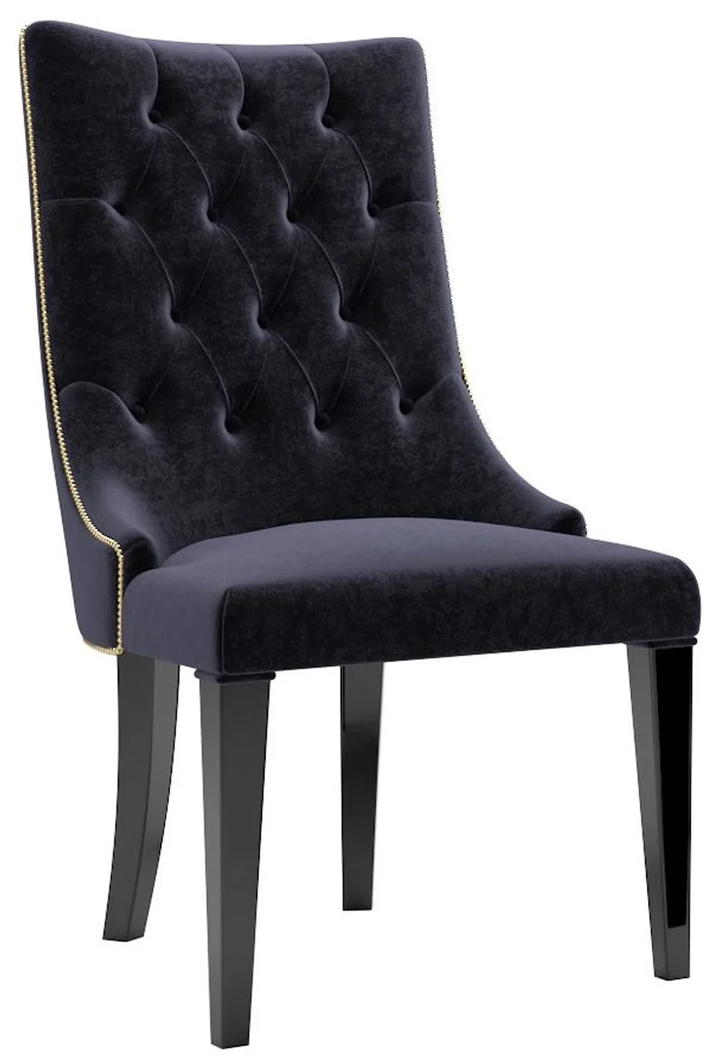 Casa Padrino Luxus Barock Esszimmer Stuhl Set Lila / Schwarz / Gold 54 x 55 x H. 110 cm - Edle Küchen Stühle mit Samtstoff - Barock Stühle 6er Set - Esszimmer Möbel