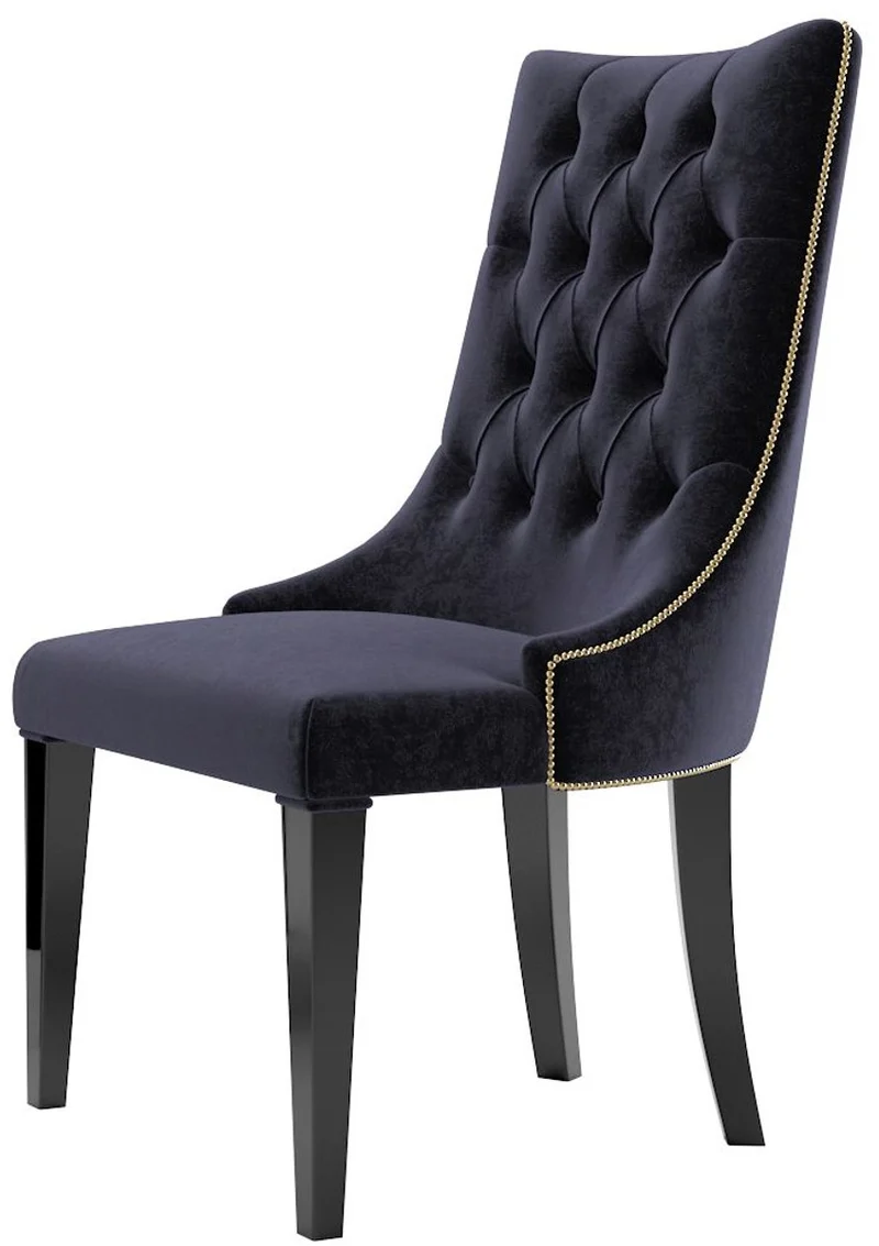Casa Padrino Luxus Barock Esszimmer Stuhl Set Lila / Schwarz / Gold 54 x 55 x H. 110 cm - Edle Küchen Stühle mit Samtstoff - Barock Stühle 6er Set - Esszimmer Möbel