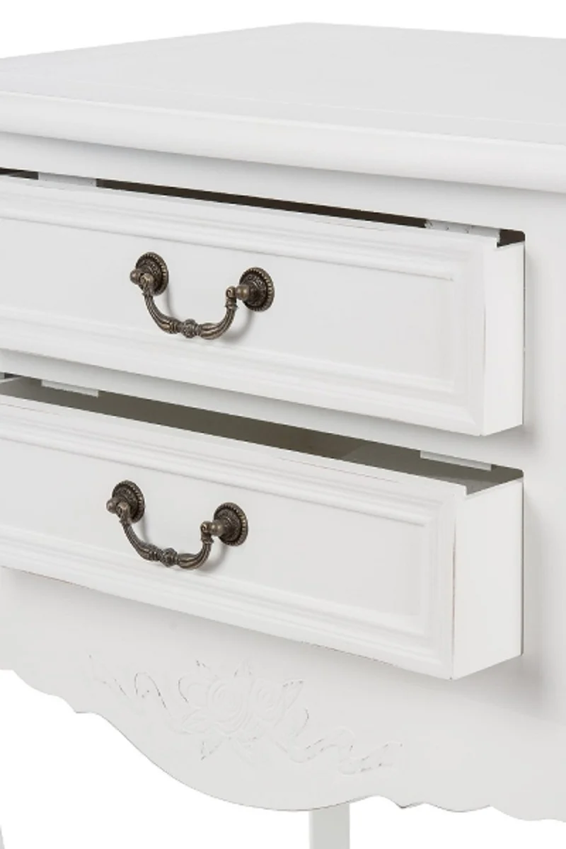 Casa Padrino Landhausstil Shabby Chic Beistelltisch mit 2 Schubladen Antik Weiß 55 x 40 x H. 73 cm - Landhausstil Möbel