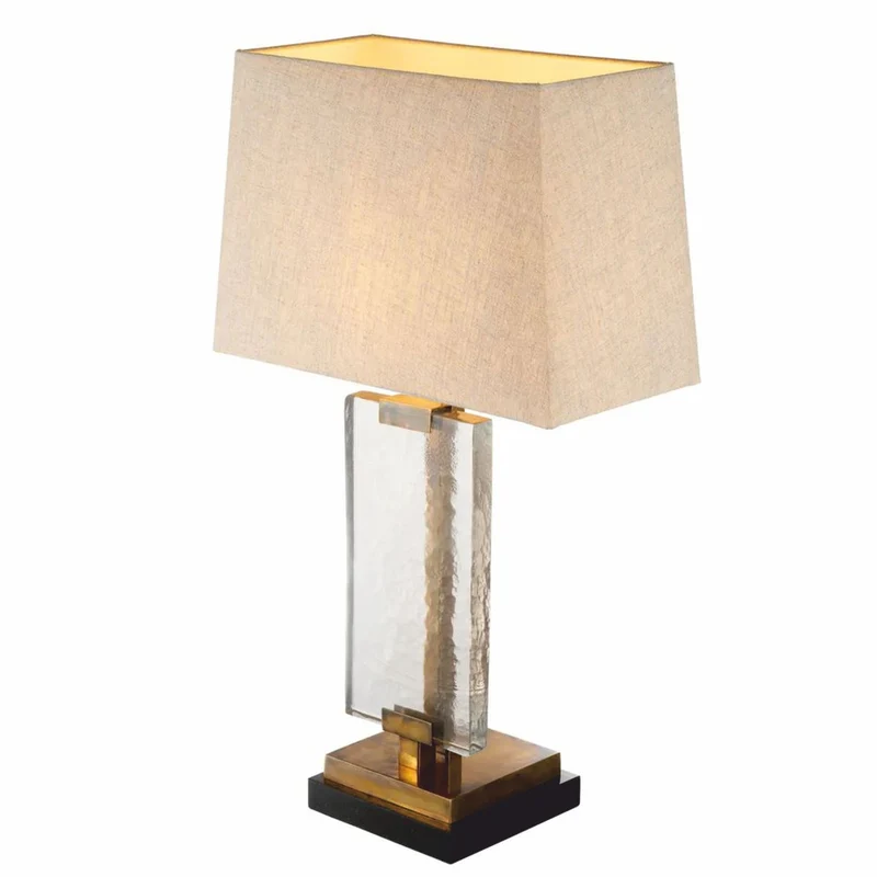 Casa Padrino Luxus Tischleuchte Vintage Messing / Schwarz H. 69 cm - Luxus Leuchten