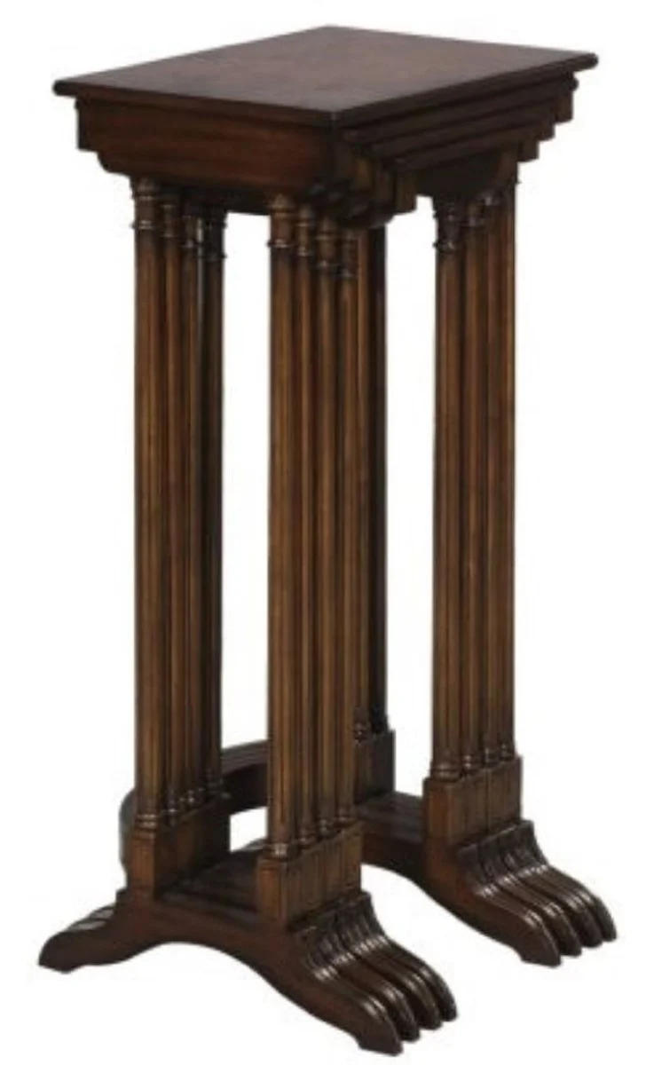 Casa Padrino Luxus Beistelltisch Braun / Dunkelbraun 37 x 34 x H. 73 cm - Ausziehbarer Mahagoni Tisch