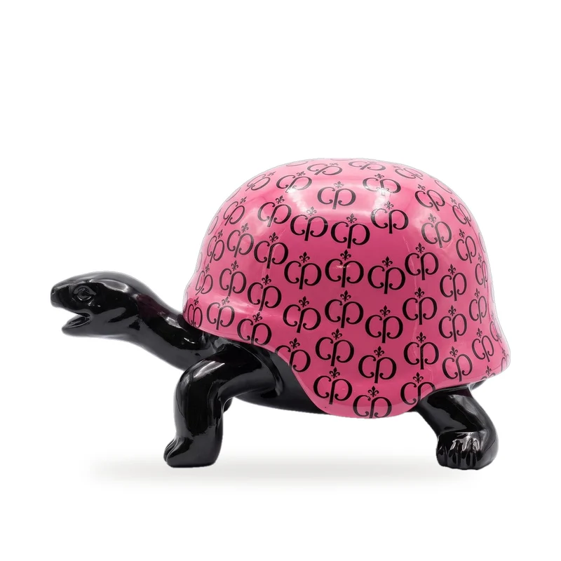 Casa Padrino Luxus Deko Figur Schildkröte Schwarz / Pink 40 cm - Deko Skulptur