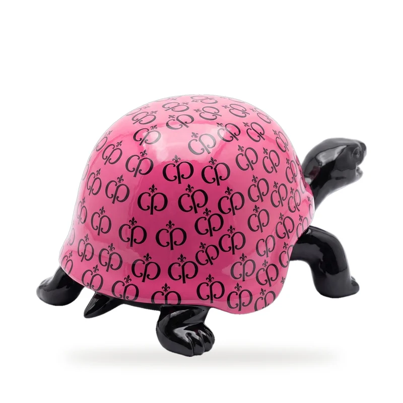 Casa Padrino Luxus Deko Figur Schildkröte Schwarz / Pink 40 cm - Deko Skulptur