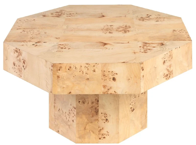Casa Padrino Luxus Couchtisch Naturfarben 76 x 76 x H. 42 cm - 8 Eckiger Massivholz Wohnzimmertisch - Wohnzimmer Möbel - Hotel Möbel - Luxus Möbel